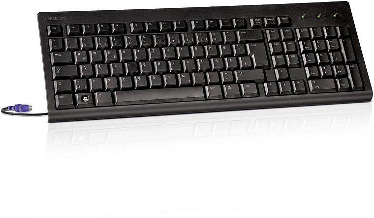Schwarze Speedlink Classic Line Tastatur mit PS/2-Anschluss und vollständigem Tastenlayout