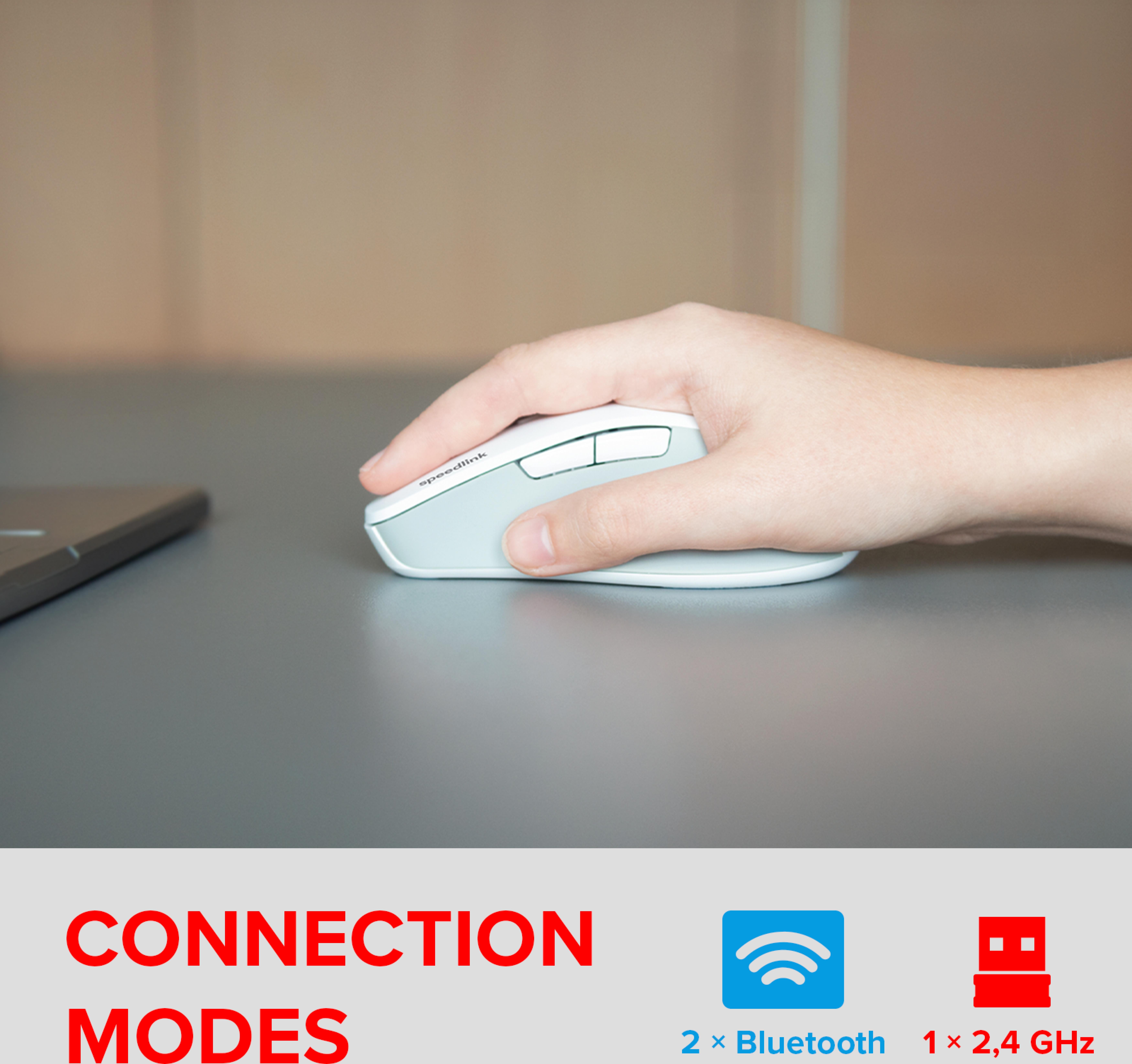 VELORA wiederaufladbare Maus - kabellos, Bluetooth, Smart Flying Scroll Wheel, weiß