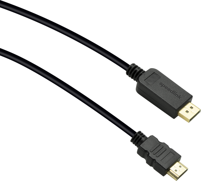 Schwarzes Speedlink HDMI-Kabel mit vergoldeten Steckern, geeignet für TV, Monitor oder andere Multimedia-Geräte