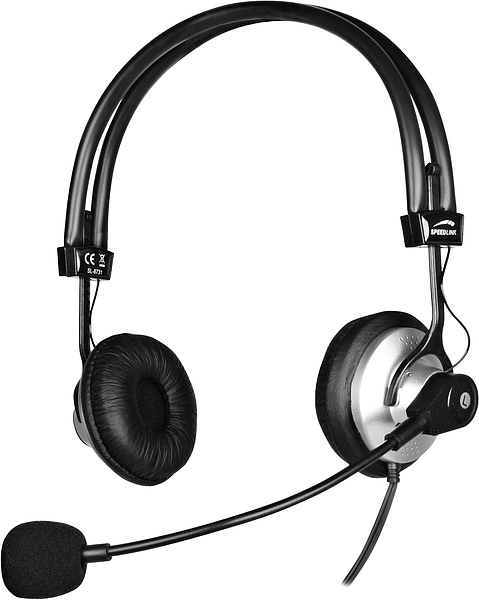 Stereo-Headset von Speedlink, Modell SL-8751, mit Mikrofon und gepolsterten Ohrhörern in Schwarz-Silber