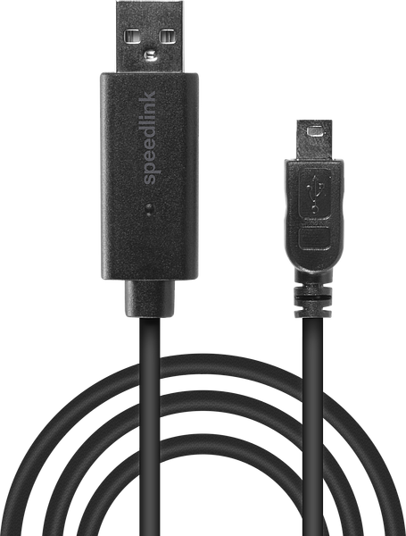 Schwarzes Speedlink USB auf Mini-USB Kabel zur Verbindung von Geräten wie Kameras oder Controllern