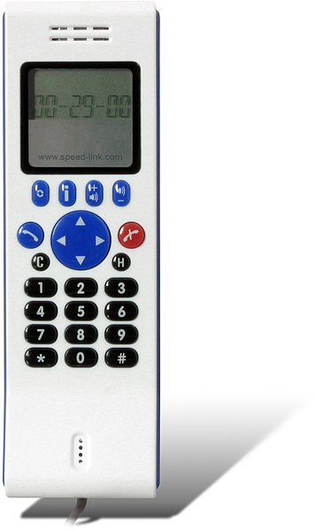 Elektronische Lernfernbedienung von Speedlink mit Display, Steuerungstasten und Zahlenfeld