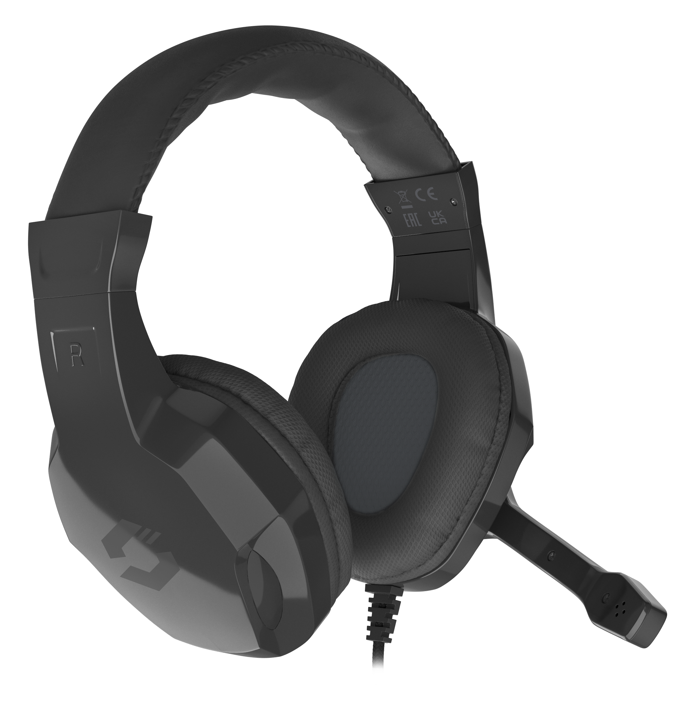 Schwarzes kabelgebundenes Gaming-Headset mit Mikrofon und weichen Ohrpolstern