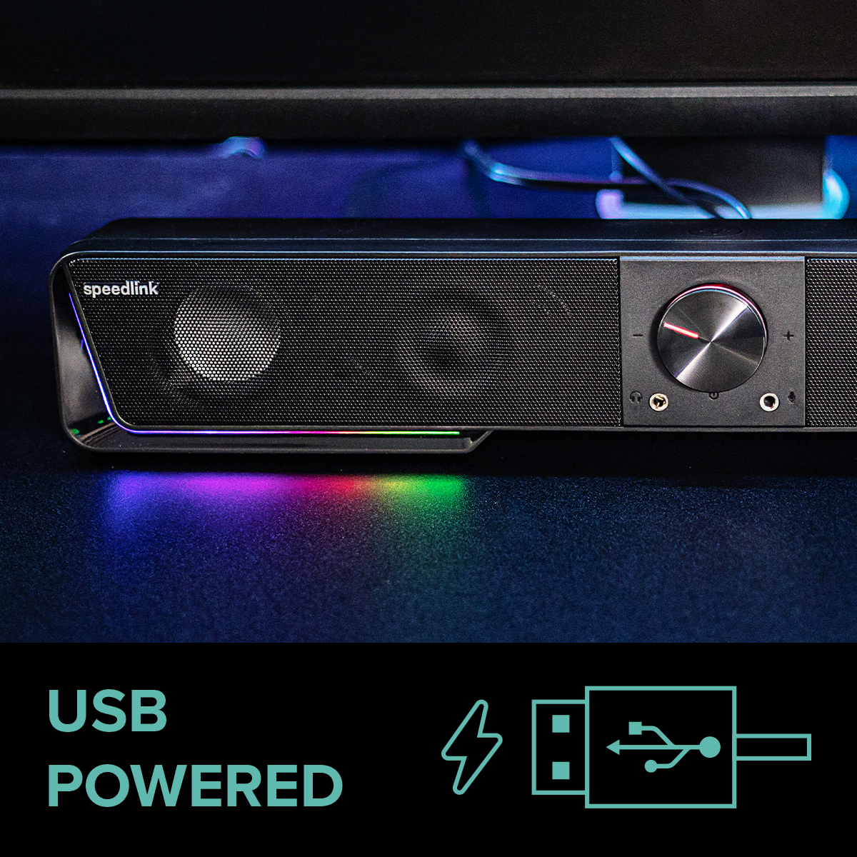 GRAVITY RGB Stereo Soundbar, schwarz