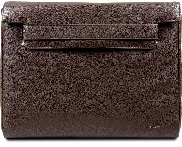 Braune Laptophülle aus Leder mit praktischem Klappverschluss, geeignet für Notebooks oder Tablets, Marke SPEEDLINK