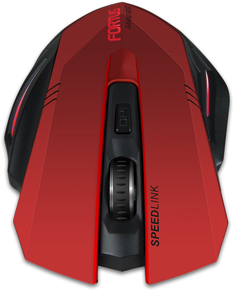 Rote Speedlink Fortus Gaming-Maus mit DPI-Taste und ergonomischen Seitenteilen