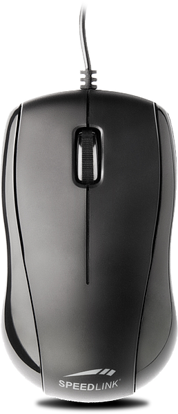 Schwarze kabelgebundene SPEEDLINK Maus mit Scrollrad und ergonomischer Form für PC oder Laptop
