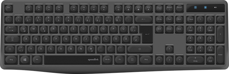 Schwarze Speedlink-Tastatur mit deutschem QWERTZ-Layout und Ziffernblock