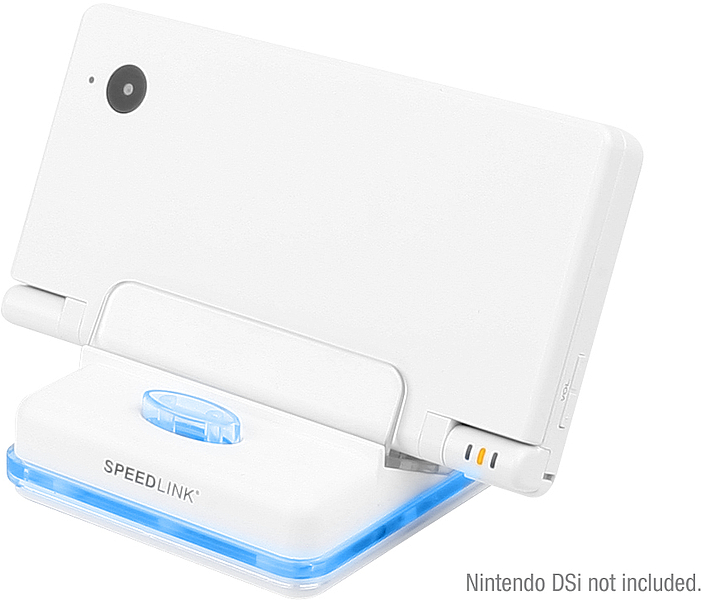 Weiße SPEEDLINK Ladestation mit blauer Beleuchtung für Nintendo DSi, Konsole nicht enthalten