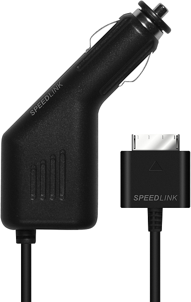 Schwarzes SPEEDLINK Auto-Ladegerät mit Dock-Connector-Anschluss für das Aufladen mobiler Geräte im Auto