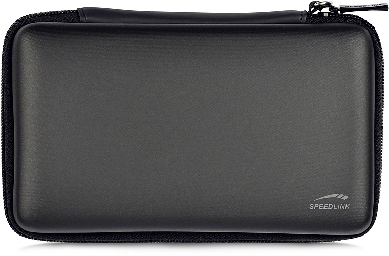 Schwarzes SPEEDLINK Schutzetui für tragbare Spielkonsolen mit Hartschale und Reißverschluss