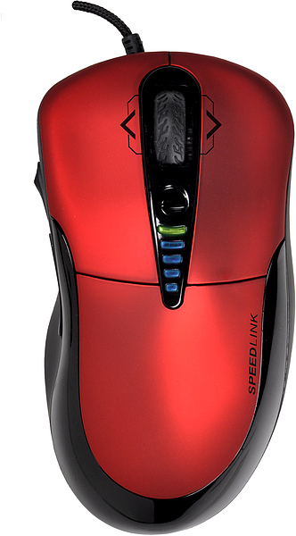 Speedlink Gaming-Maus, rot-schwarz, ergonomisch, mit Scrollrad und Seitentasten