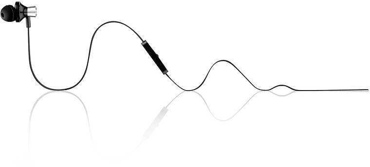 Kabelgebundener In-Ear-Kopfhörer mit integriertem Mikrofon und ergonomischer Passform, moderne Optik in Schwarz und Silber