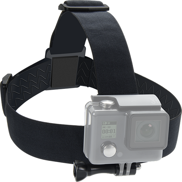 Schwarzes Kopfband mit montierter Action-Kamera, geeignet für freihändiges Filmen beim Sport
