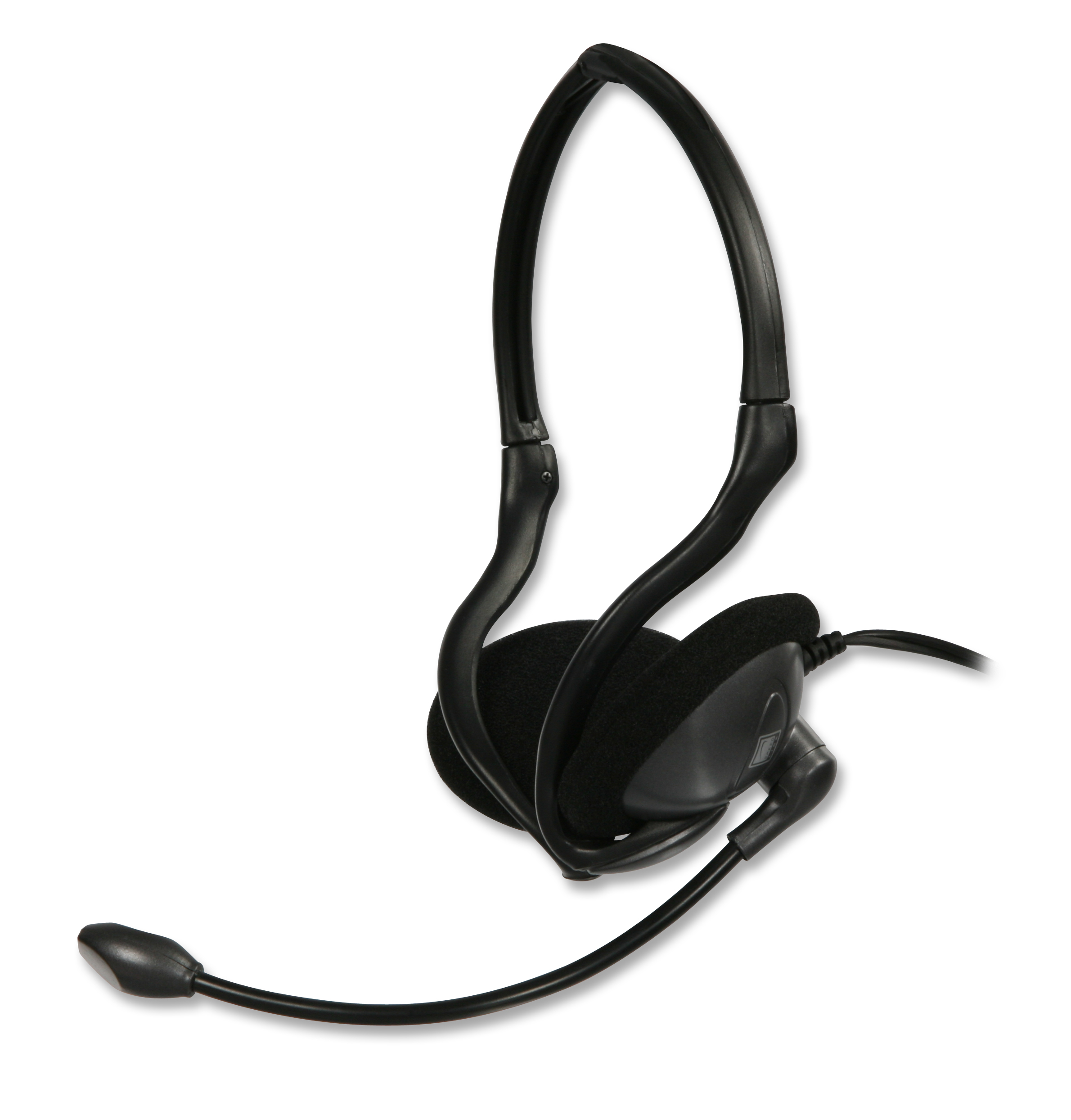 Schwarzes, kabelgebundenes Headset mit Mikrofon und verstellbarem Bügel für komfortables Telefonieren oder Gaming