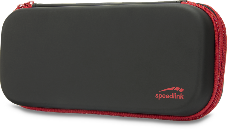 Schwarze Schutzhülle mit rotem Reißverschluss von Speedlink für Nintendo Switch