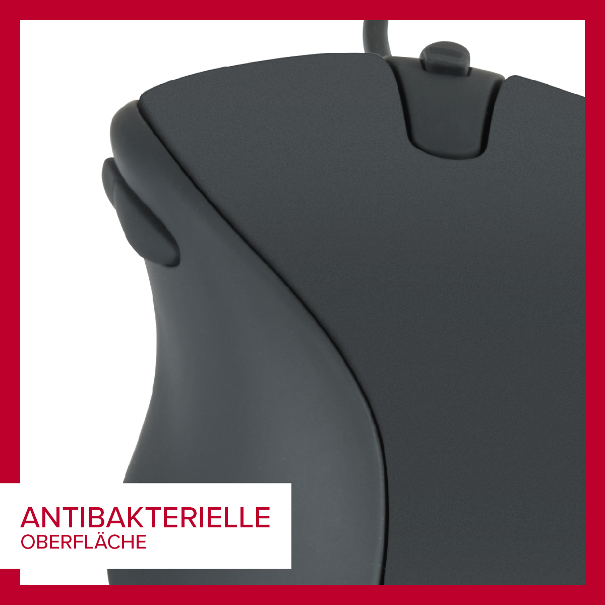 AXON Leise & Antibakteriell Maus - USB, rubber-schwarz