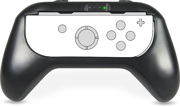 Moderner schwarzer Videospiel-Controller mit weißem Tastenfeld, geeignet für verschiedene Gaming-Konsolen