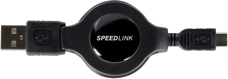 Schwarzes ausziehbares USB-2.0-auf-Micro-USB-Kabel von SPEEDLINK