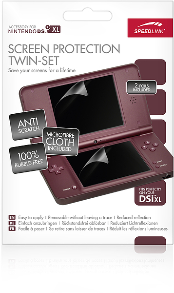 SPEEDLINK Screen Protection Twin-Set Zubehör für Nintendo DS XL, enthält zwei Displayschutzfolien und ein Mikrofasertuch, passt perfekt für DSi XL
