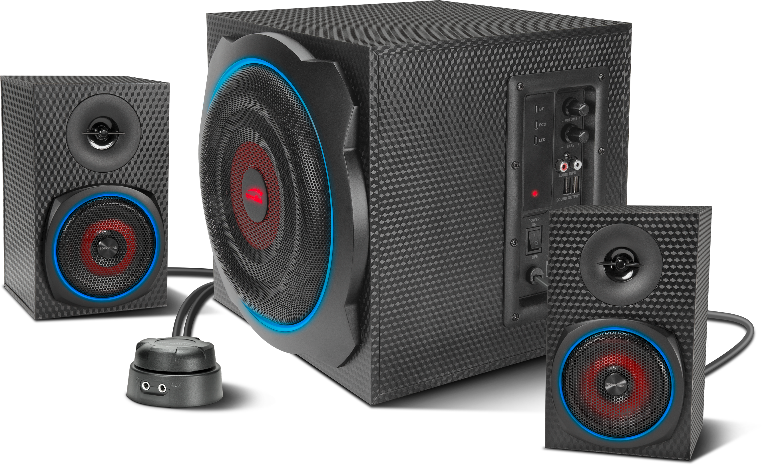 GRAVITY CARBON RGB 2.1 Subwoofer System, schwarz