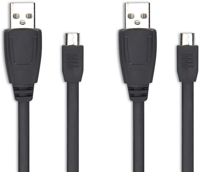 Zwei schwarze USB-zu-Micro-USB-Kabel nebeneinander, geeignet für Lade- und Datenübertragungszwecke