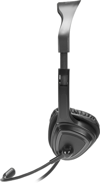 Einseitiges Headset in Schwarz mit verstellbarem Bügel und Mikrofon, ideal für Computerspiele und Telefonie