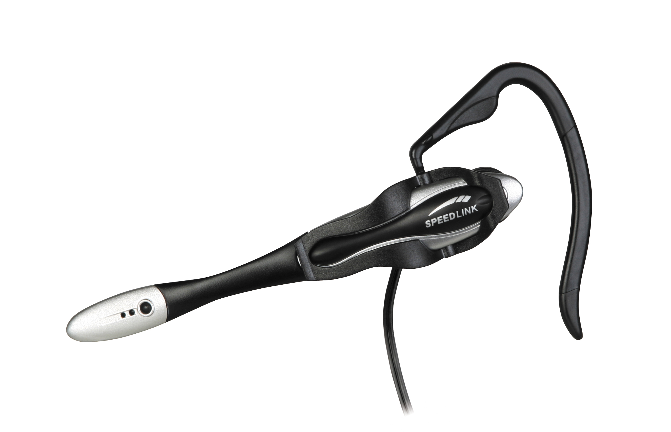 SPEEDLINK Mono-Headset mit flexiblem Mikrofon und ergonomischem Ohrbügel in Schwarz-Silber