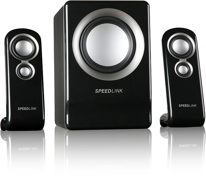 SPEEDLINK Lautsprecherset in Schwarz mit Subwoofer und zwei Satellitenlautsprechern für PC oder Multimedia