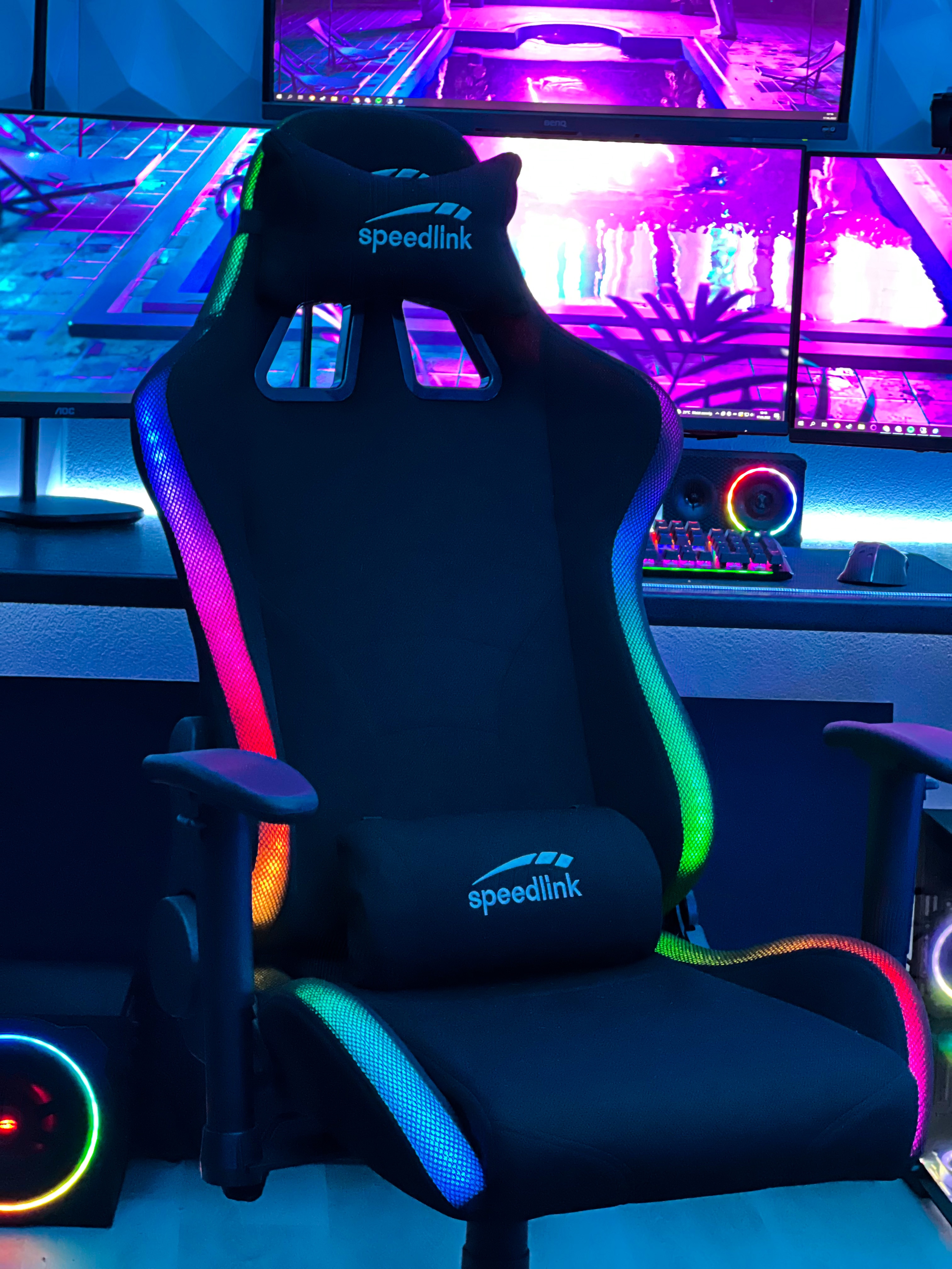 REGYS RGB Gaming Stuhl, schwarz Stoff