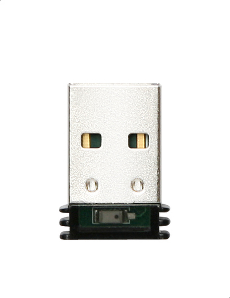 Nahaufnahme eines kleinen USB-Adapters, geeignet für WLAN oder Bluetooth-Verbindungen