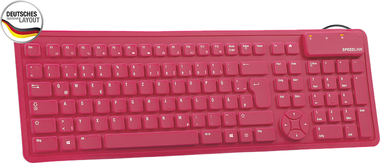 Rote Speedlink Computer-Tastatur mit deutschem Tastenlayout und vollständigem Ziffernblock