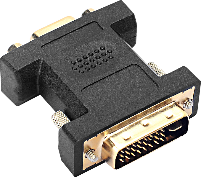 Schwarzer DVI auf VGA Adapter mit vergoldeten Kontakten, geeignet zum Anschluss von Monitoren an verschiedene Geräte