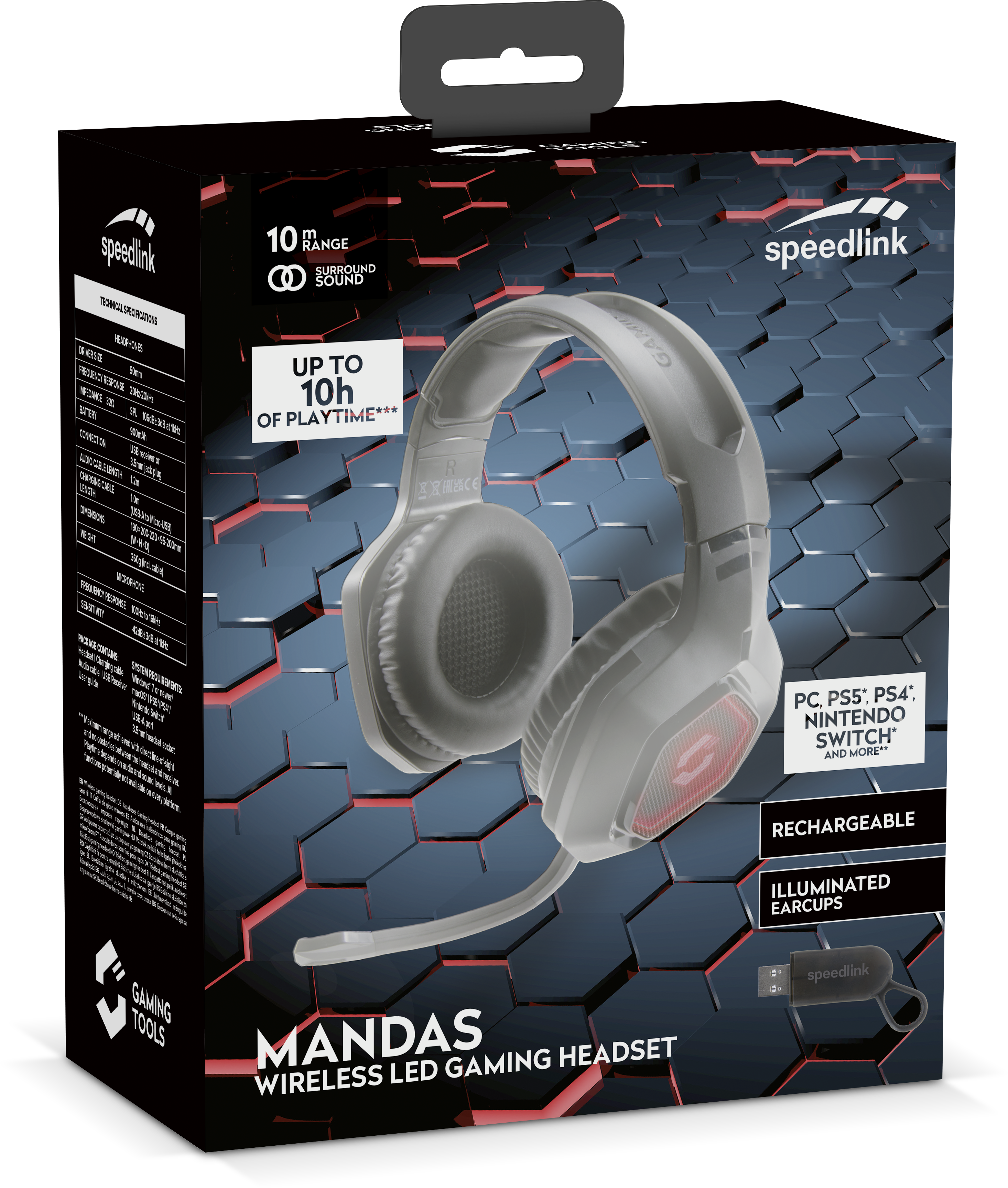 Casque Gaming Sans Fil Speedlink MANDAS - PS5/PS4/XBOX ONE/PC/SWITCH