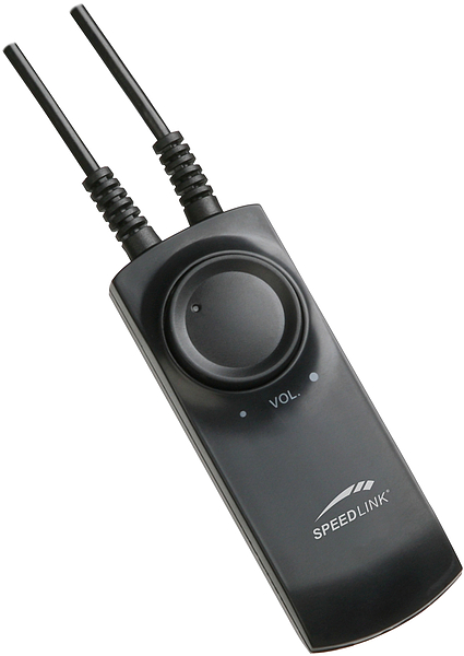 Schwarzer SPEEDLINK Lautstärkeregler mit Kabeln und großem Lautstärkedrehknopf