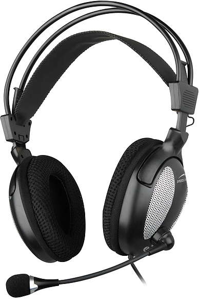 Schwarzes Over-Ear-Headset mit gepolstertem Kopfbügel und Mikrofon, ideal für Gaming und Kommunikation