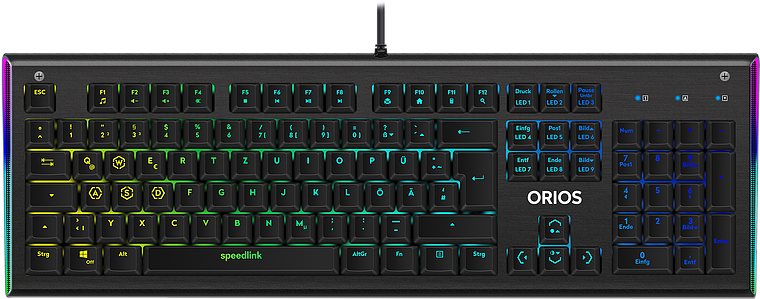 Speedlink ORIOS Gaming-Tastatur mit RGB-Beleuchtung, deutschem QWERTZ-Layout und beleuchteten Tasten