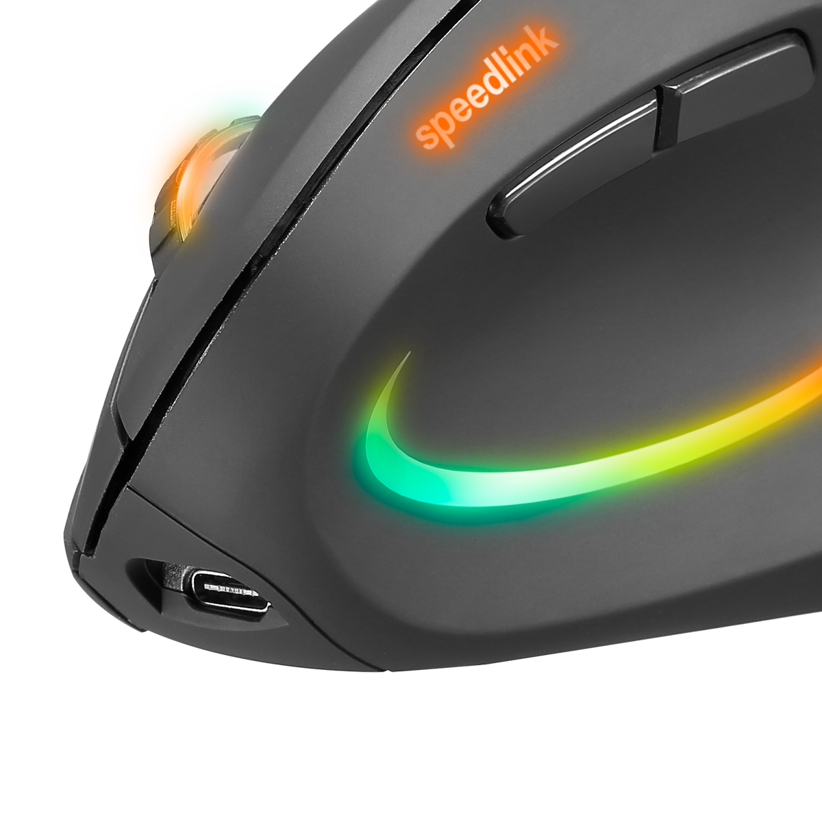 PIAVO PRO RGB Rechargeable Vertical Ergonomic Mouse - wireless, rubber-black