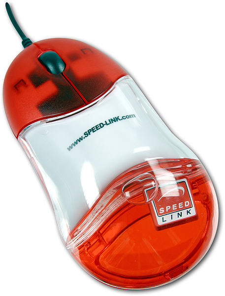 Optische Maus von SPEED-LINK in rotem und weißem Gehäuse, ergonomisch geformt und kabelgebunden