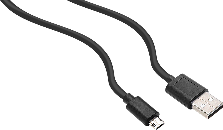 Schwarzes USB-auf-Micro-USB-Kabel, geeignet für Smartphones und andere elektronische Geräte