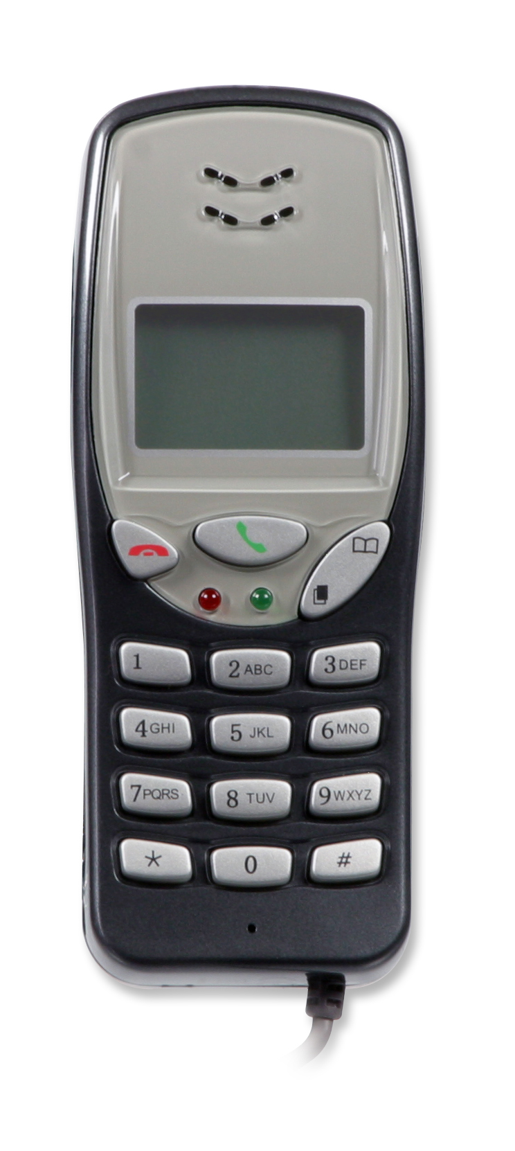 Schnurgebundenes Telefon mit großem Display, Funktionstasten und Nummernfeld