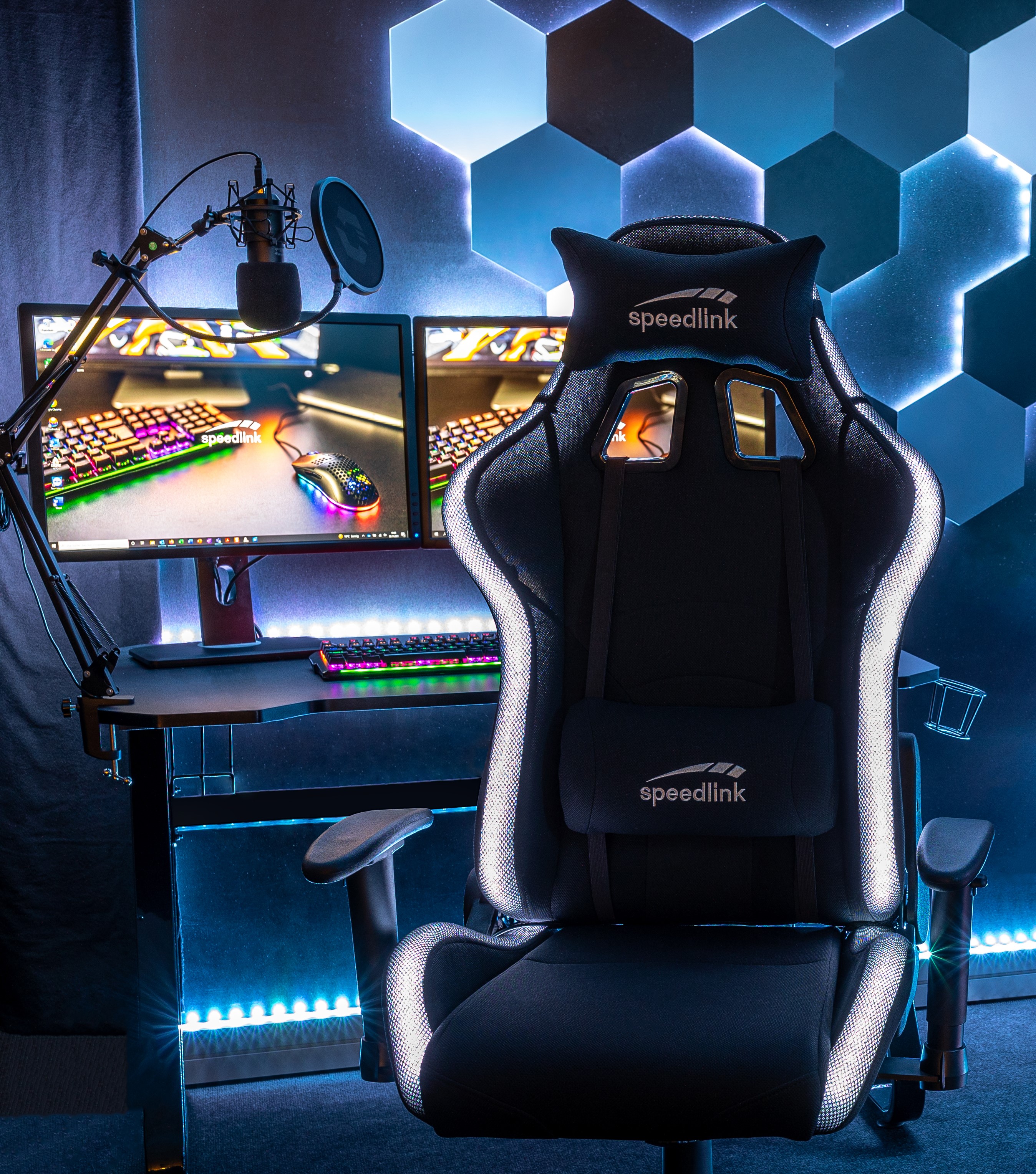 REGYS RGB Gaming Chair, black fabric