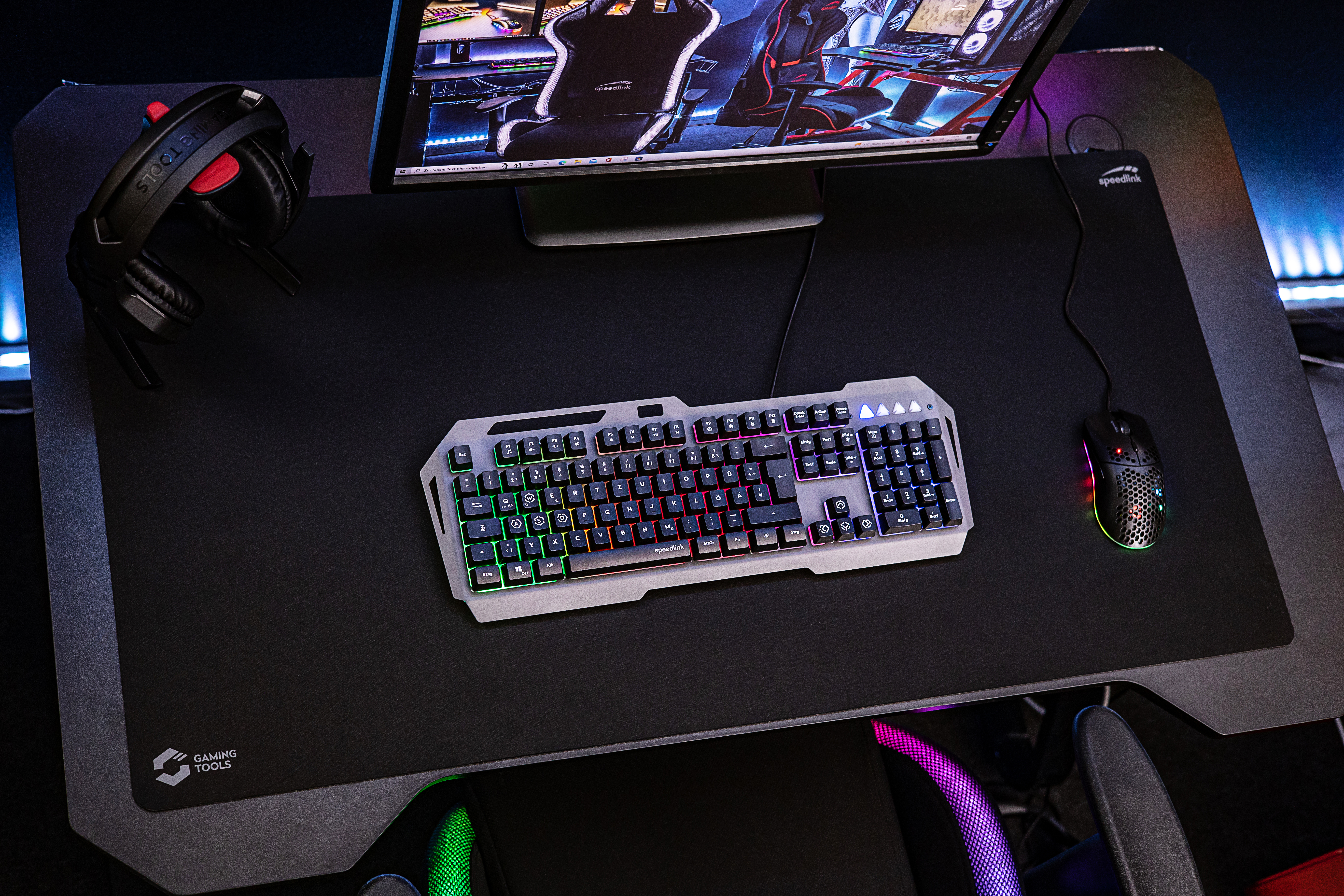 LUNERA Metal RGB Rainbow Gaming Tastatur, schwarz - DE layout