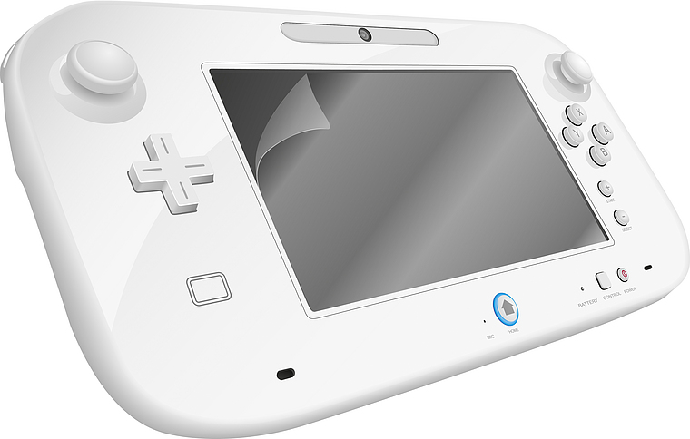 Abbildung eines weißen Controllers mit großem Touchscreen und verschiedenen Steuerungselementen