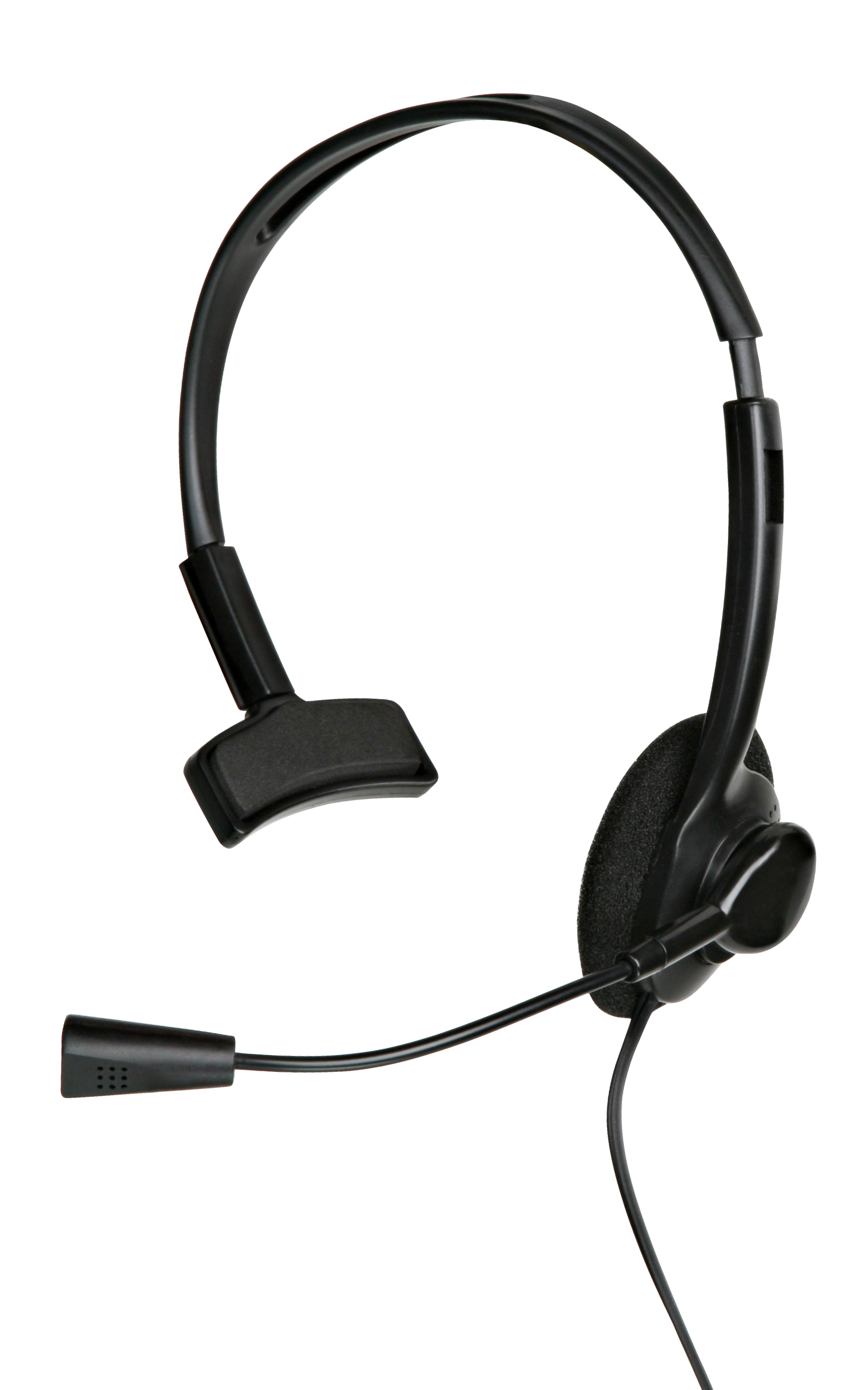 Einseitiges schwarzes Headset mit Mikrofon, ideal für Callcenter oder Home-Office-Anwendungen