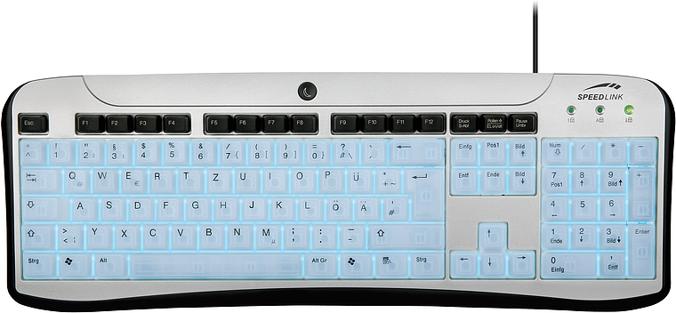 Speedlink Tastatur mit Hintergrundbeleuchtung, deutschem QWERTZ-Layout und Nummernblock, Kabelverbindung