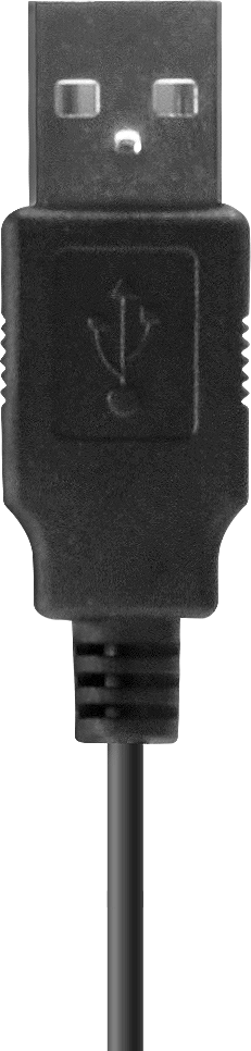 Nahaufnahme eines schwarzen USB-A-Steckers mit Kabel, geeignet für Datenübertragung und Laden von Geräten