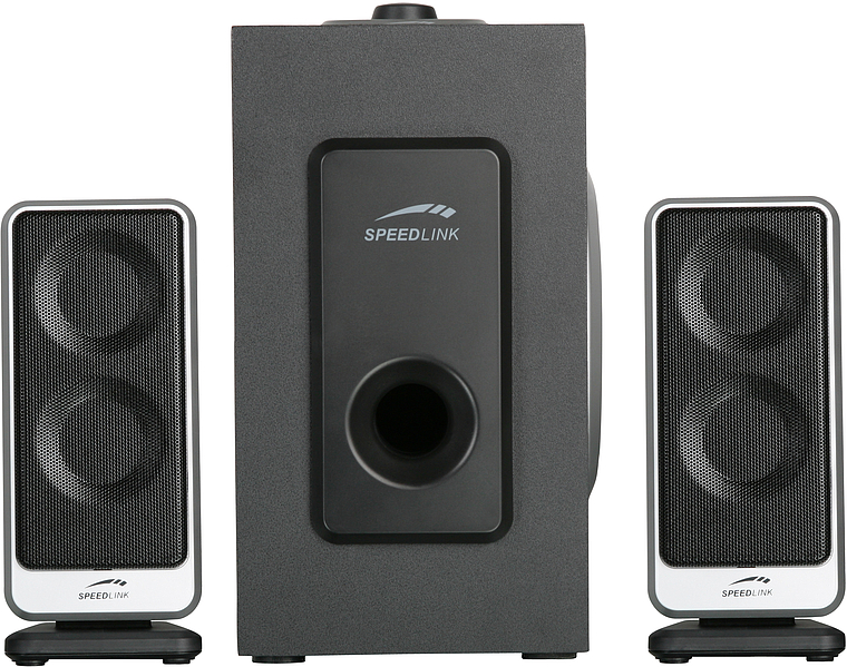 SPEEDLINK Lautsprechersystem bestehend aus einem Subwoofer und zwei Satellitenlautsprechern in Schwarz