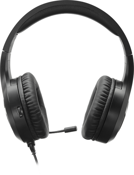 Modernes schwarzes Over-Ear-Headset mit Kabel und integriertem Mikrofon, ideal für PC, Gaming oder Telefonkonferenzen