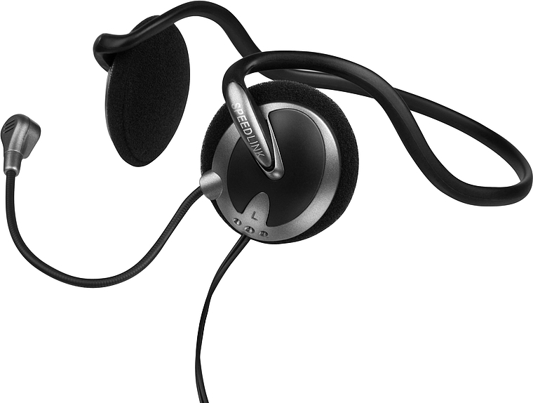 Nackenbügel-Headset von SPEEDLINK mit integriertem Mikrofon in Schwarz und Silber